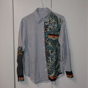 NWOT Paisley & Stripe Women's Button Down Blouse